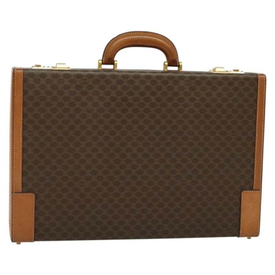 【日本直送】CELINE Macadam帆布旅行箱 PVC皮革 棕色 金色 Auth 141482A-0