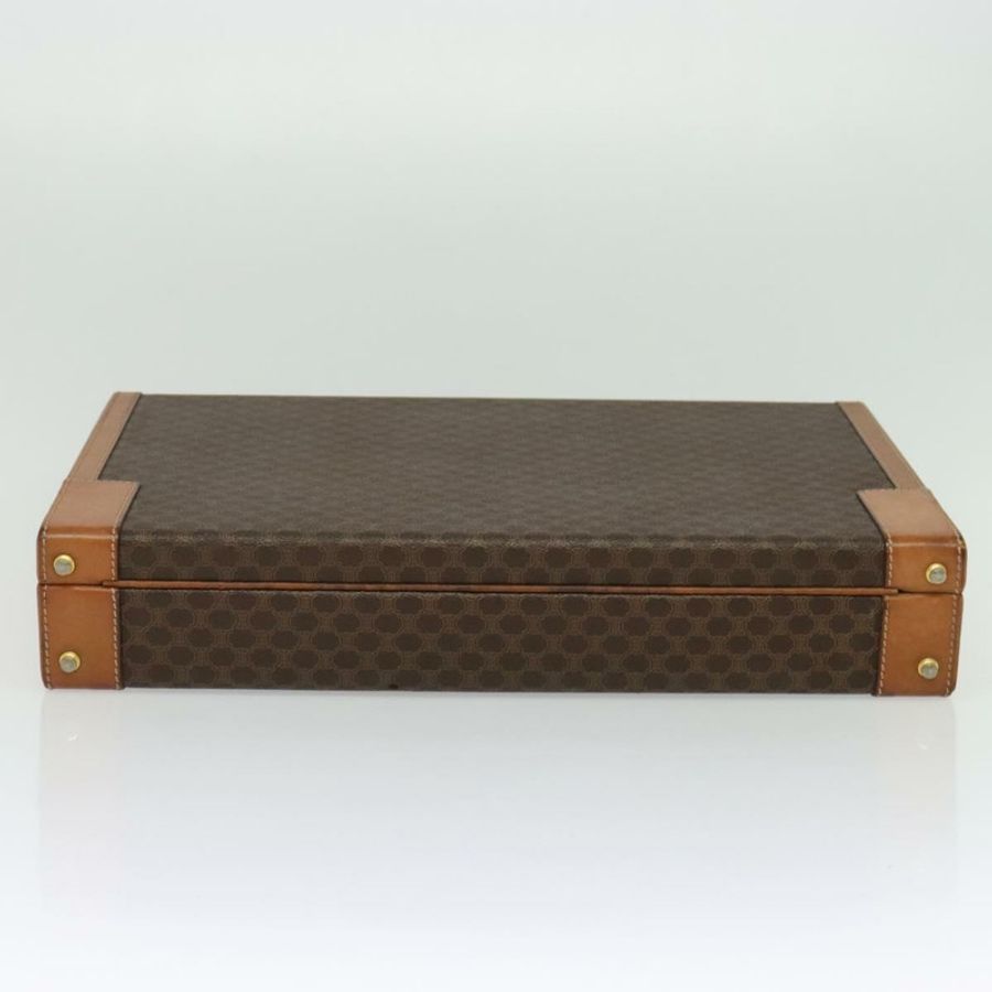 【日本直送】CELINE Macadam帆布旅行箱 PVC皮革 棕色 金色 Auth 141482A-4