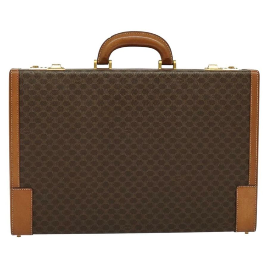 【日本直送】CELINE Macadam帆布旅行箱 PVC皮革 棕色 金色 Auth 141482A-12