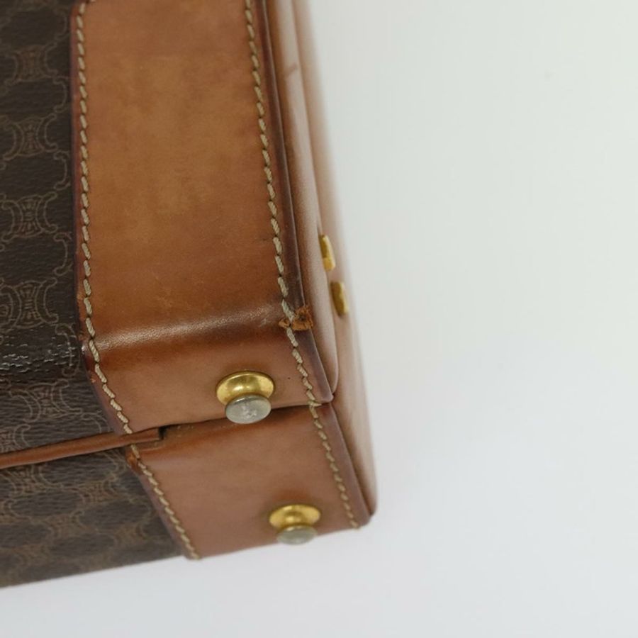 【日本直送】CELINE Macadam帆布旅行箱 PVC皮革 棕色 金色 Auth 141482A-14