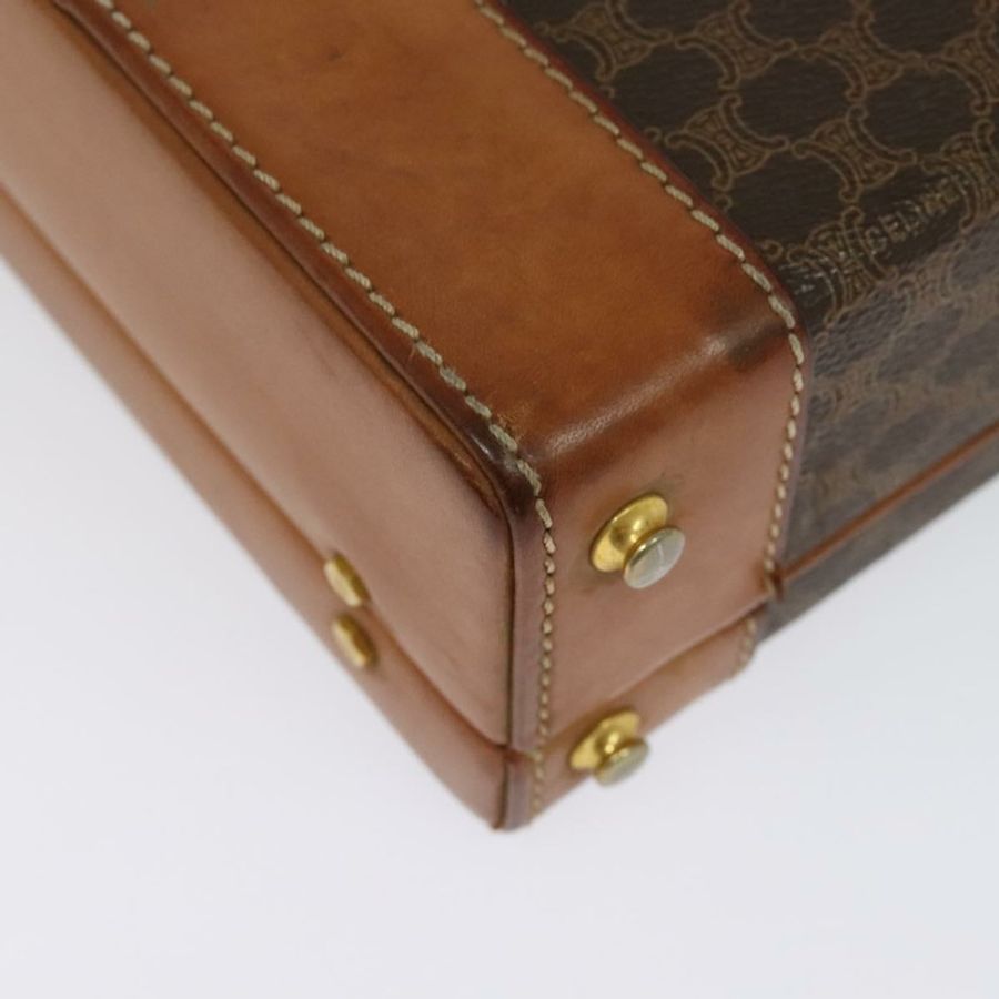 【日本直送】CELINE Macadam帆布旅行箱 PVC皮革 棕色 金色 Auth 141482A-15