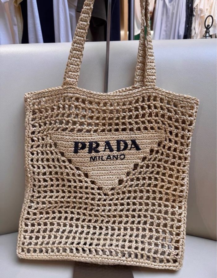 【97新 ✨ 全網最低價!】Prada 編織袋 拉菲草 沙灘包 (下單前先詢問庫存❗️)-2