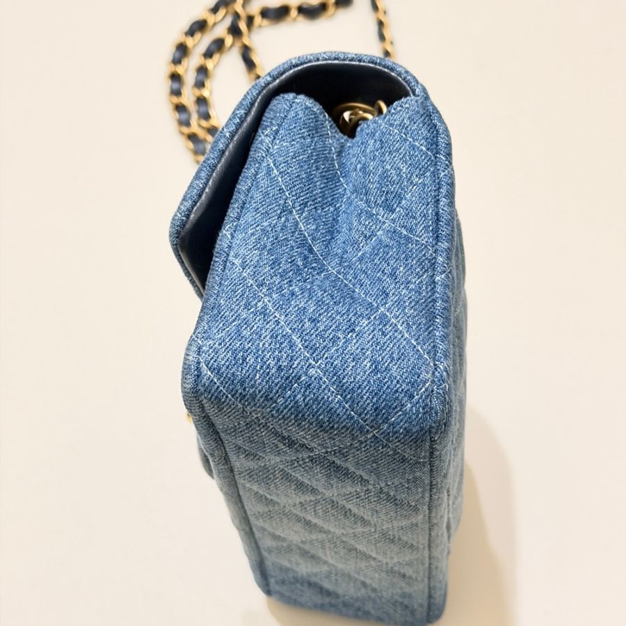 914intheair精品代購『限量品閒置』Chanel 香奈兒 mini coco 20口蓋包 漸層牛仔 大mini CF 20cm classic flag牛仔包-10