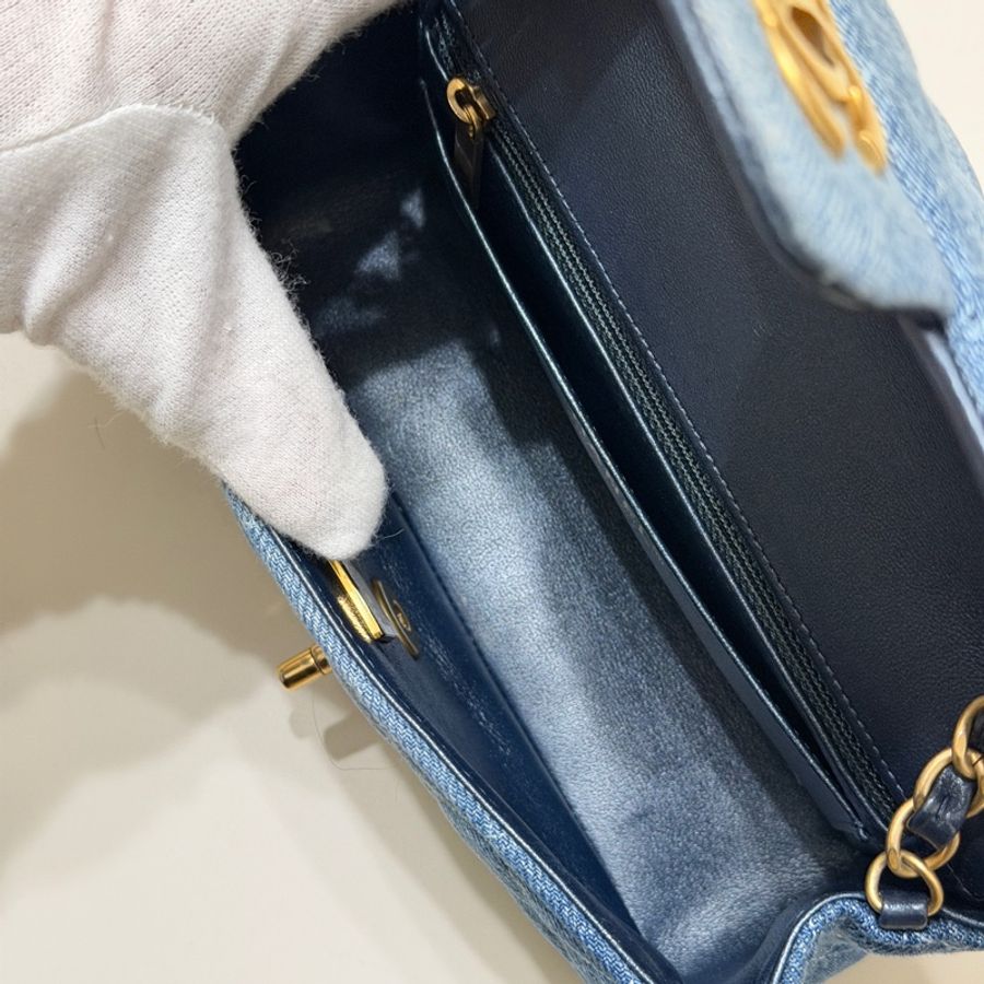 914intheair精品代購『限量品閒置』Chanel 香奈兒 mini coco 20口蓋包 漸層牛仔 大mini CF 20cm classic flag牛仔包-29