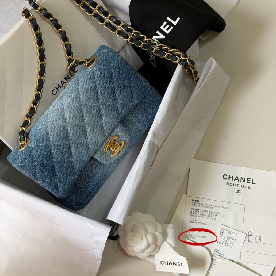 914intheair精品代購『限量品閒置』Chanel 香奈兒 mini coco 20口蓋包 漸層牛仔 大mini CF 20cm classic flag牛仔包-38