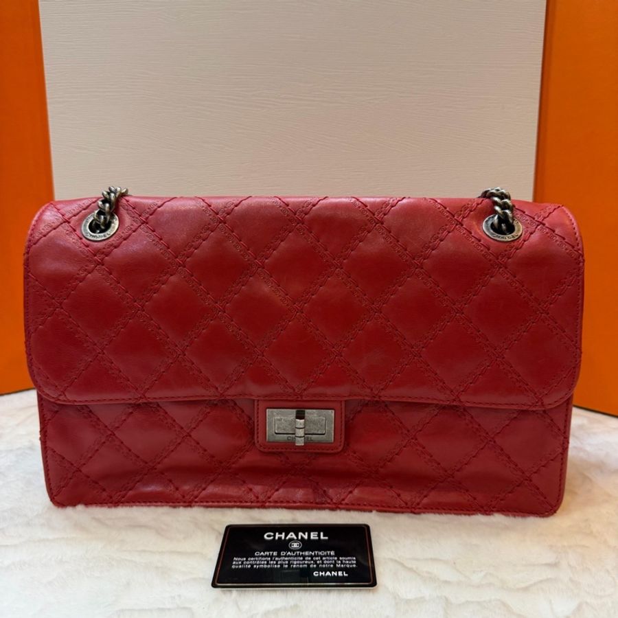 chanel 香奈兒 正紅色牛皮 2.55maxi 斜背包 32*19*9-0