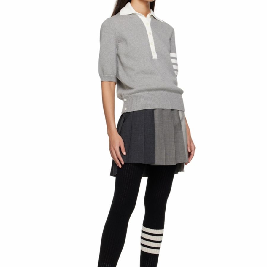 Thom Browne 女士 平紋針織短袖 Polo 衫IT-40-7