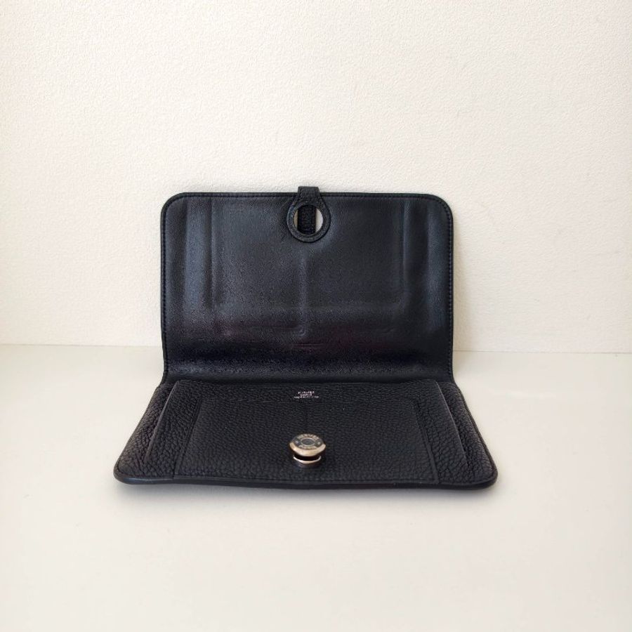 Hermes 愛馬仕celemence 牛皮黑色錢包 框M 長20cm 2009年 97新-6
