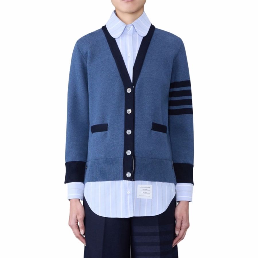 Thom Browne 女士 對比邊飾開衫IT-36 IT-38碼-0