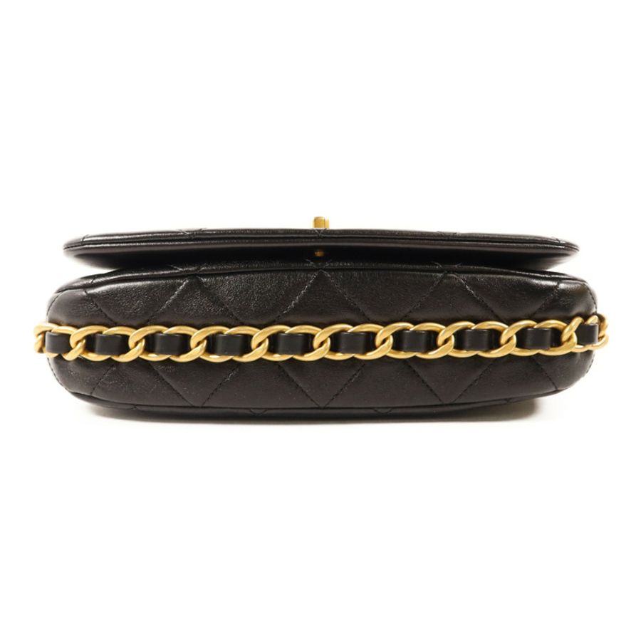 CHANEL 牛皮皮革Chain Shoulder金扣鏈帶肩背袋-3