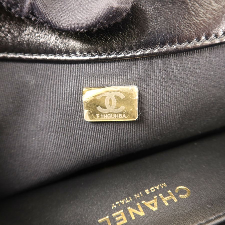 CHANEL 牛皮皮革Chain Shoulder金扣鏈帶肩背袋-6