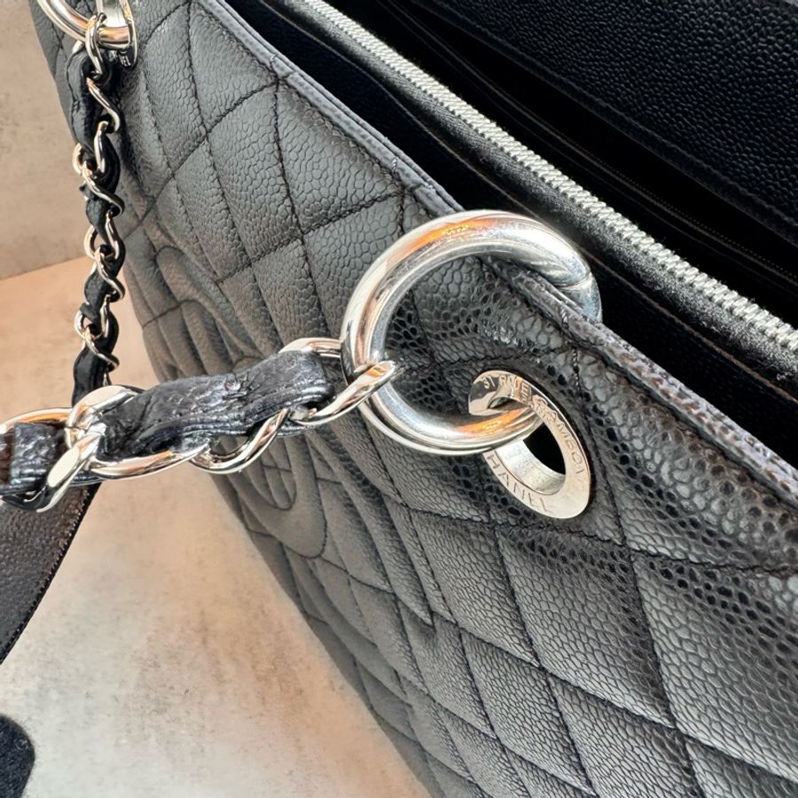 chanel 黑色荔枝皮豆腐包 34x25x13 cm-19