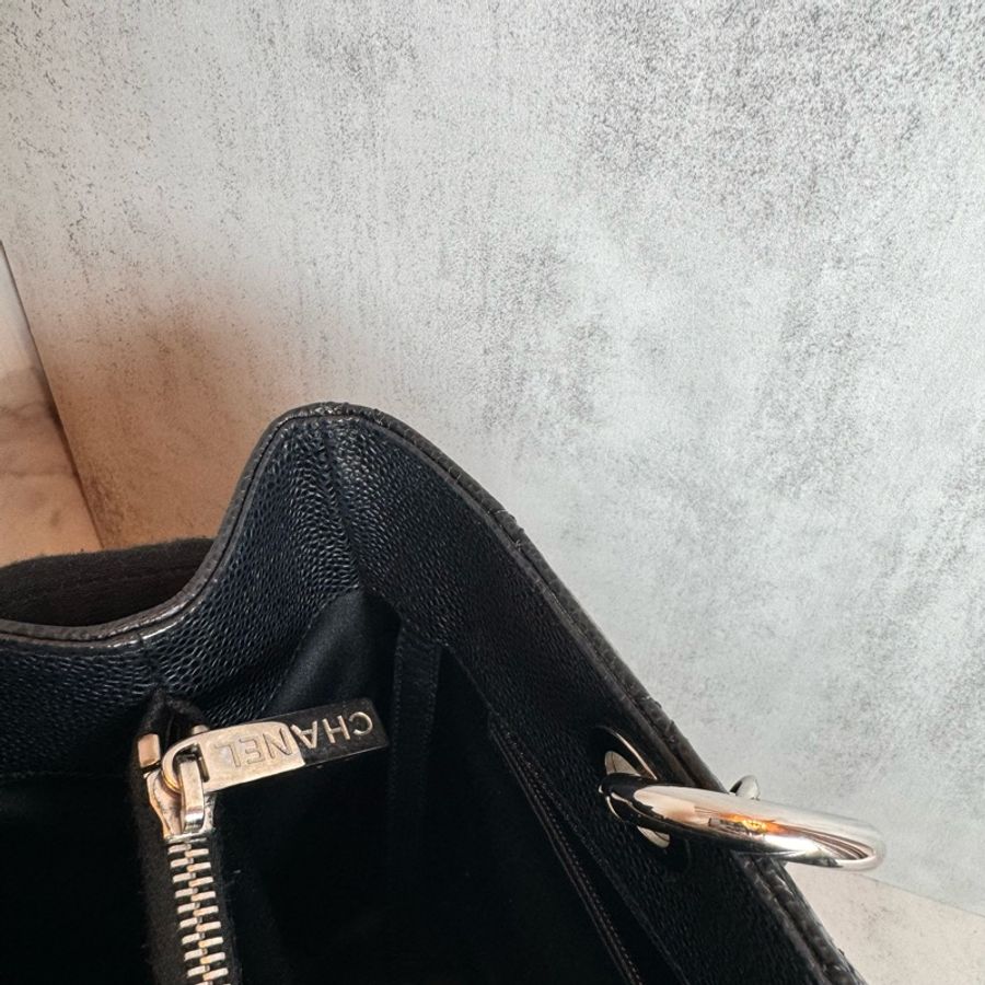 chanel 黑色荔枝皮豆腐包 34x25x13 cm-21