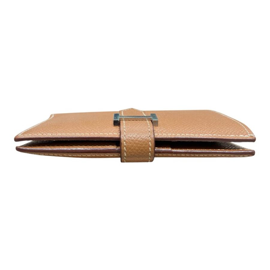 HERMÈS 愛馬仕 BEARN COMPACT WALLET 雙折短夾 EPSOM牛皮 金棕色 銀釦-5