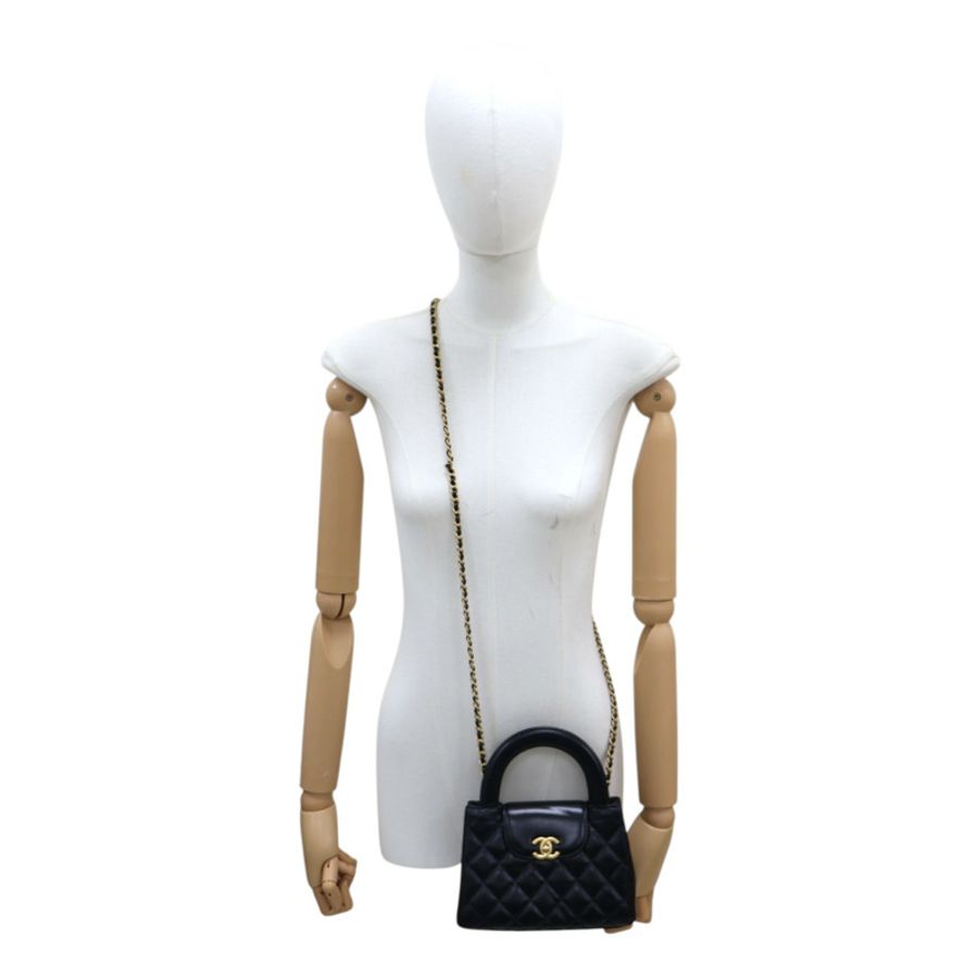 黑色 菱格紋 牛皮 Kelly Mini 鏈帶 肩背包【CHANEL 香奈兒】 AS4416-11