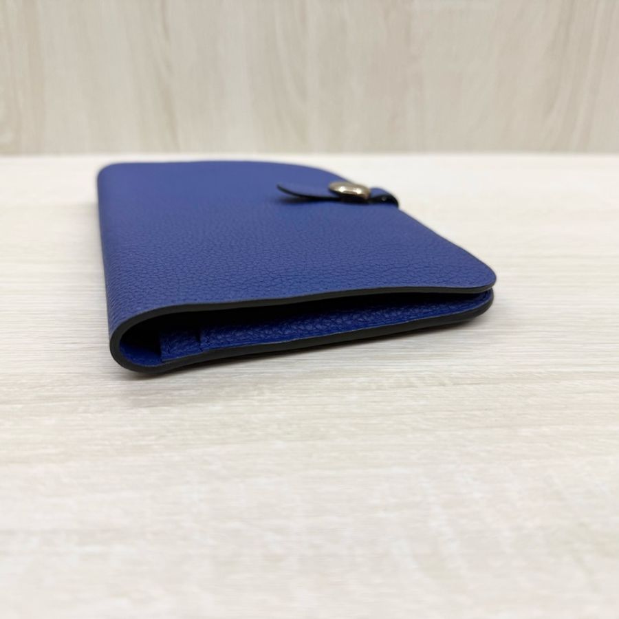 HERMES 7T電光藍銀釦TOGO皮DOGON子母長夾-5