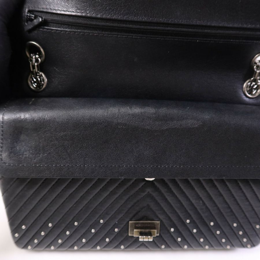 CHANEL 牛皮皮革2.55 Large銀扣鏈帶肩背袋-15