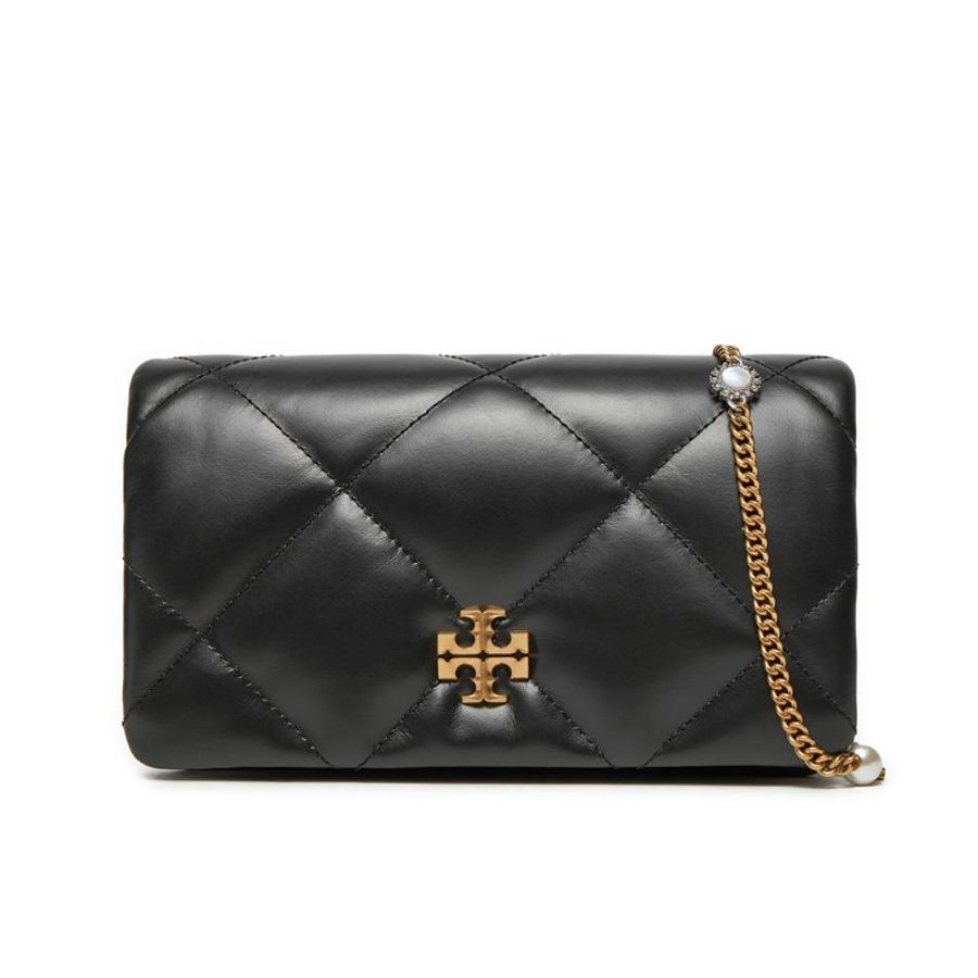 【TORY BURCH】稜格紋kira鑽石吊飾鍊包-黑色-0