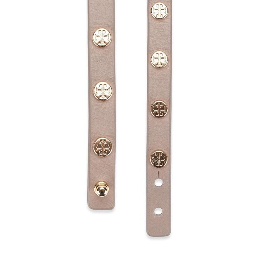 【TORY BURCH】鉚釘皮革手環-大象灰-4
