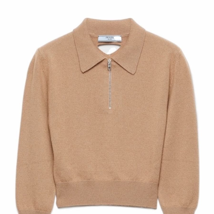 Prada 女士 羊絨Polo衫IT-36 IT-38 IT-40 IT-42 IT-44碼模特身高：177CM，穿著38碼。-4