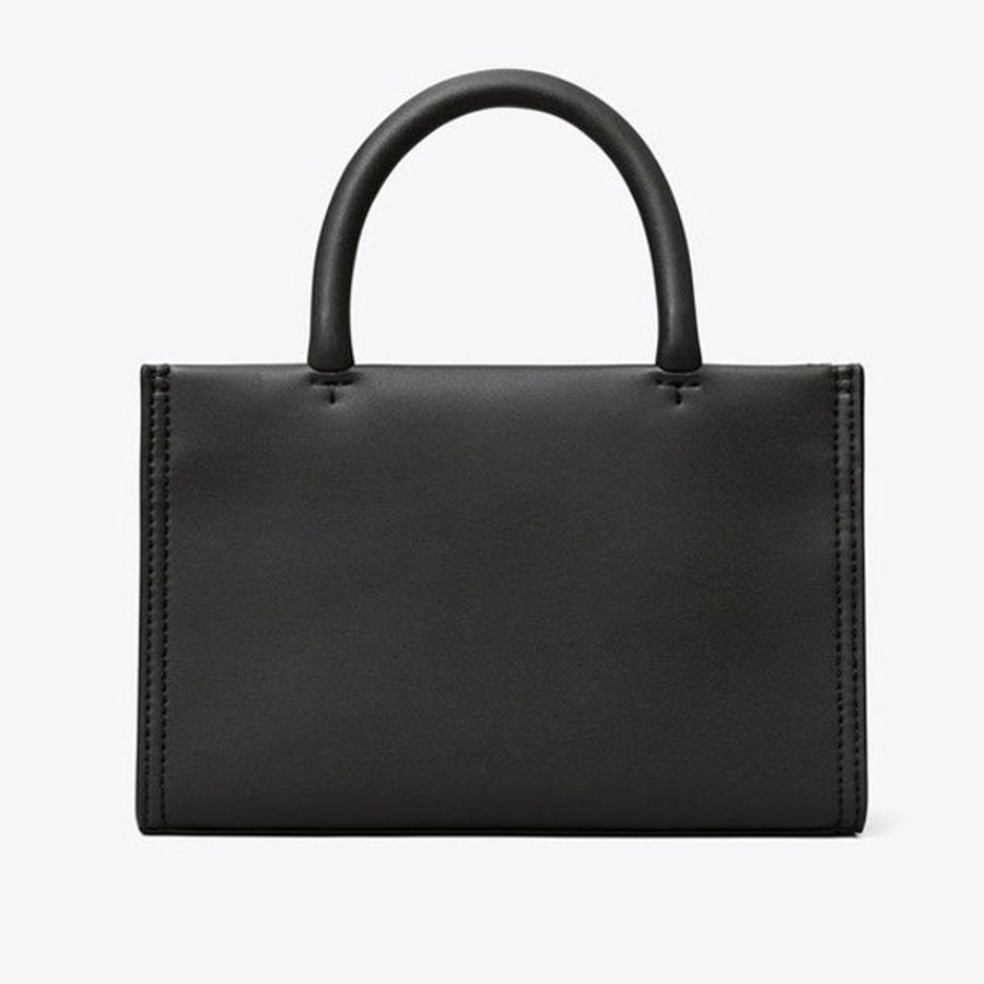 【TORY BURCH】皮革車縫LOGO迷你托特包/兩用包-黑-3