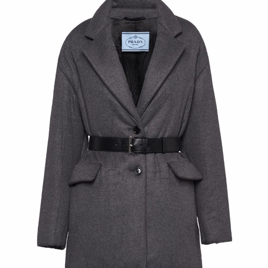 Prada 女士 單排扣系腰帶羊絨襯墊大衣IT-36 IT-38 IT-40碼-0