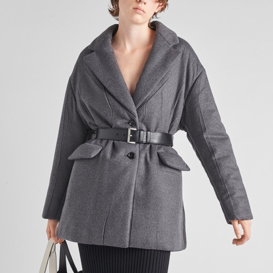 Prada 女士 單排扣系腰帶羊絨襯墊大衣IT-36 IT-38 IT-40碼-2