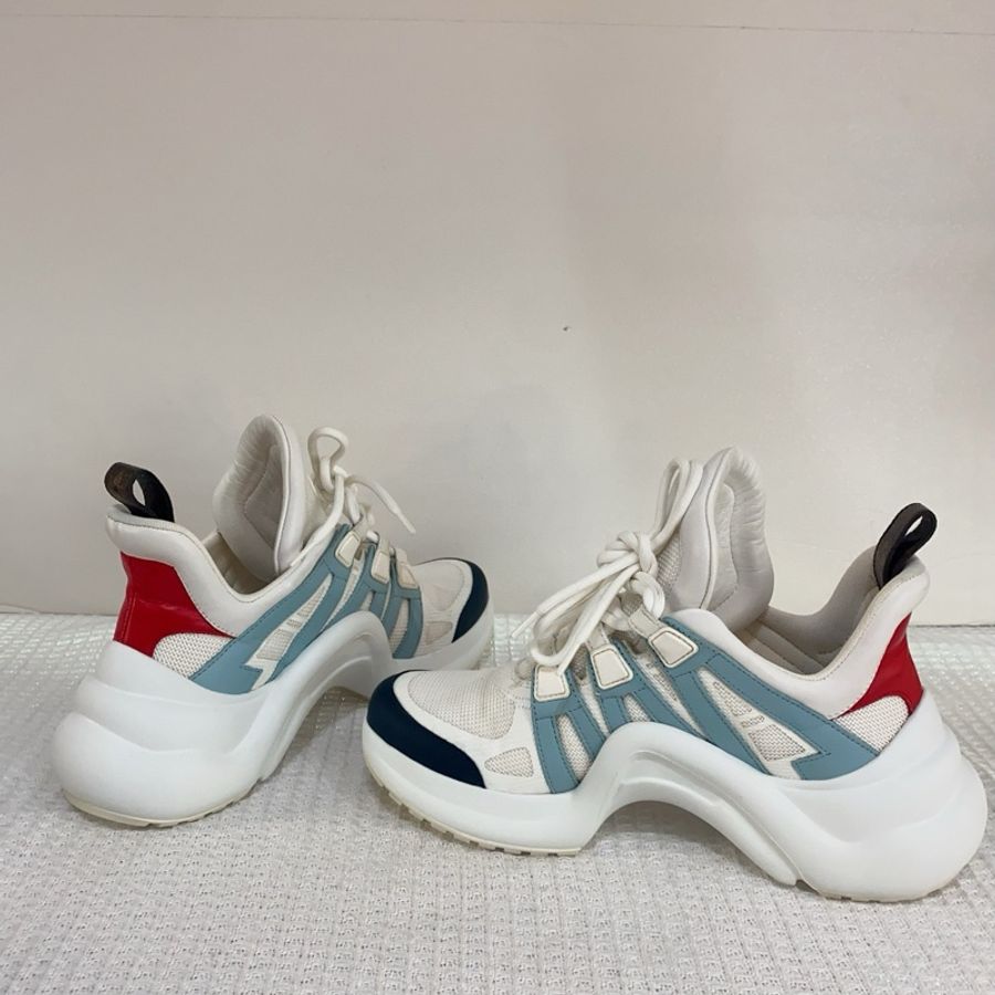LV/路易威登1A7QA4archloght 白藍老爹鞋，尺碼37碼 ，跟高7cm-4
