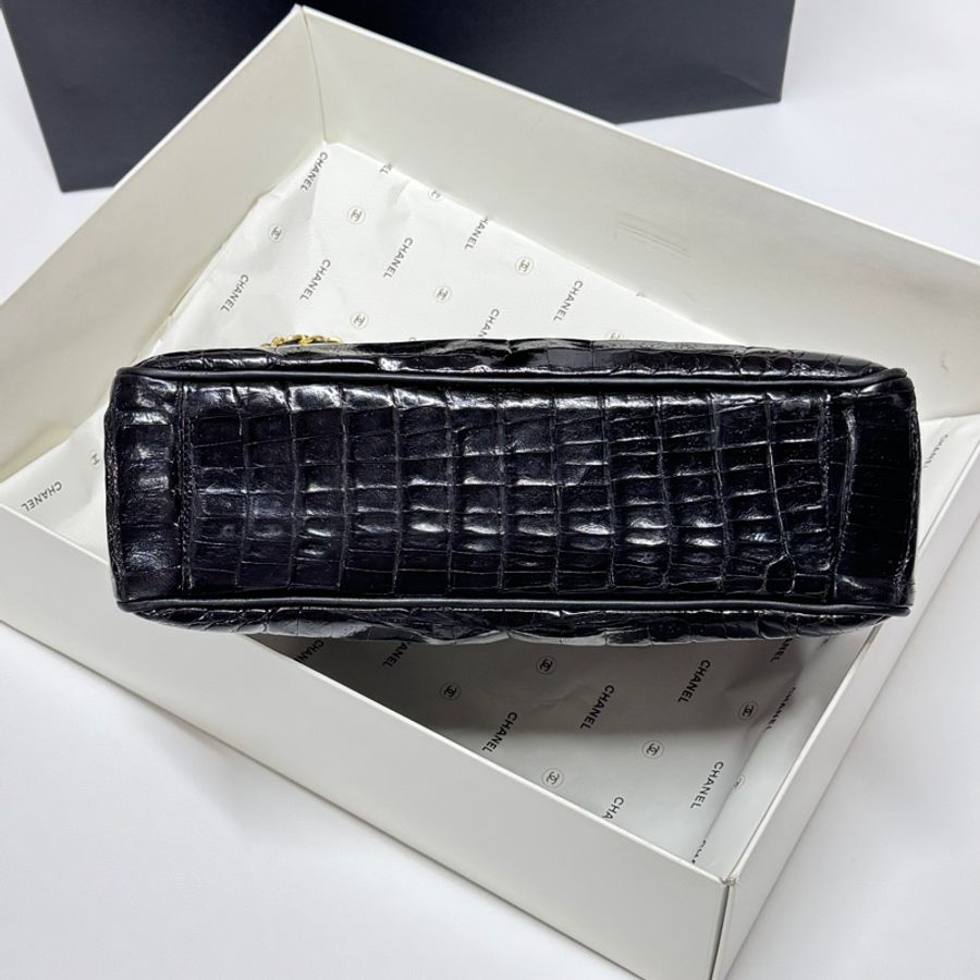 【真鱷魚皮🎁】 Chanel 香奈兒 鱷魚皮 黑金托特包 專櫃60幾萬！-6