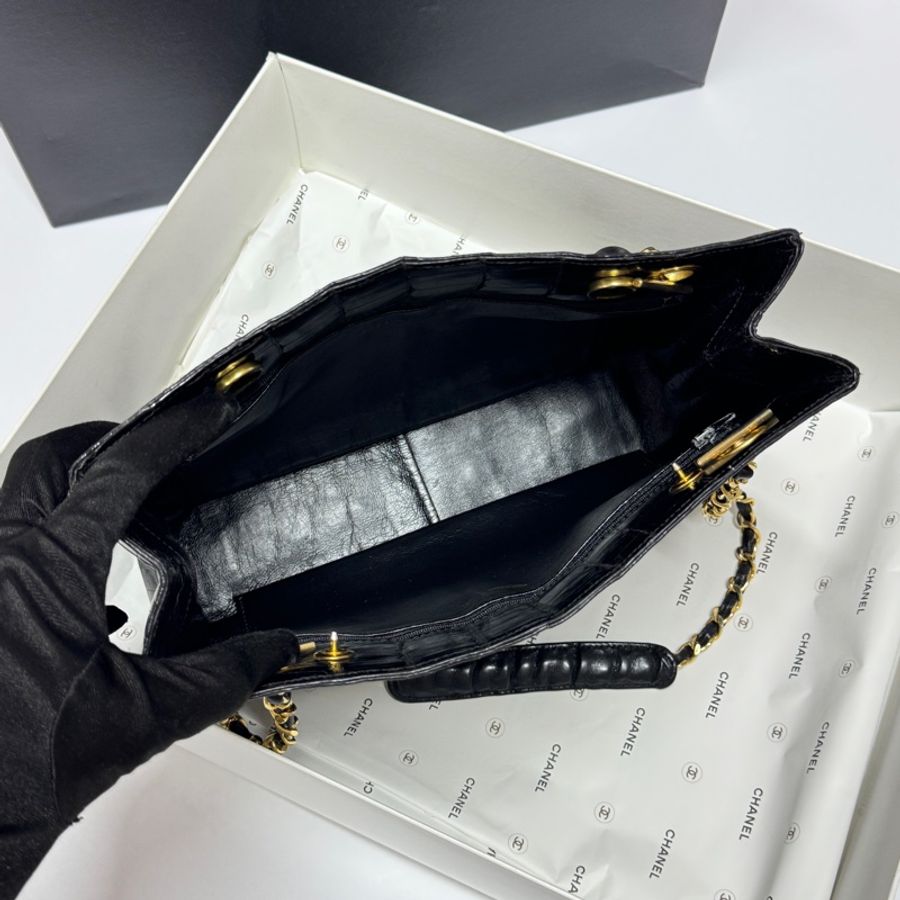 【真鱷魚皮🎁】 Chanel 香奈兒 鱷魚皮 黑金托特包 專櫃60幾萬！-10