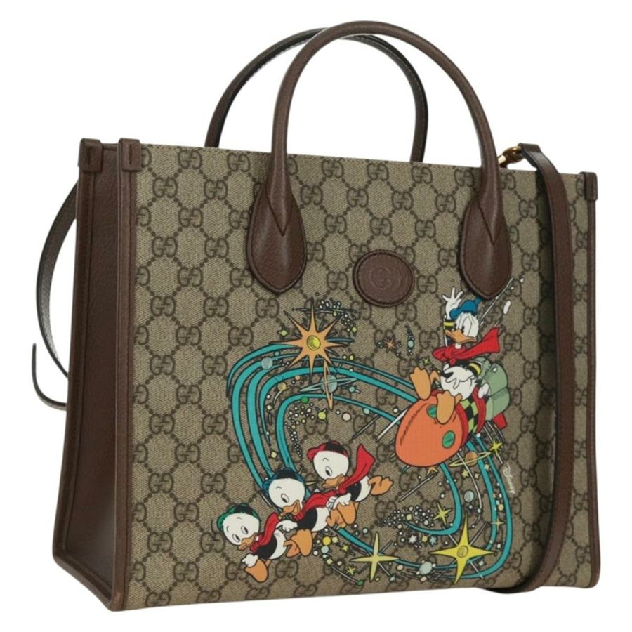 【日本直送】GUCCI GG Supreme 唐老鴨手提包 PVC 兩用 米色 金色 648134 正品 161733SAM-0