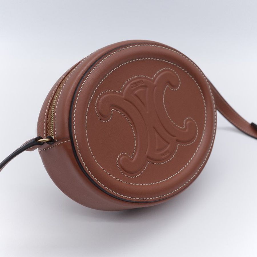 Celine 思琳 Cuir Triomphe Oval Bag 焦糖棕色 平滑小牛皮 肩背包 橢圓包-2