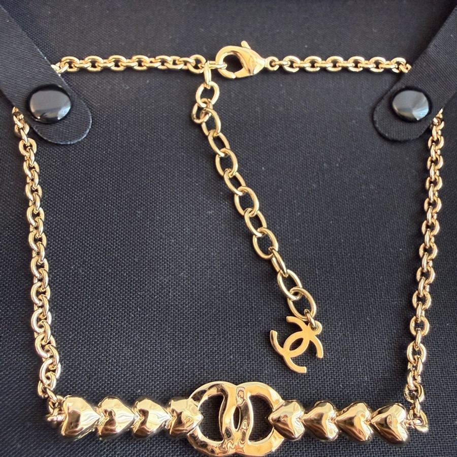 Chanel 淡金愛心項鍊 ❤️❤️❤️❤️-4
