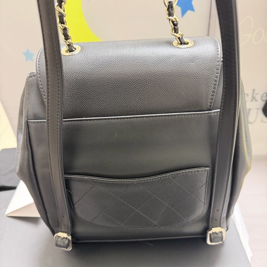 Chanel 荔枝淡金牛皮後背包-4