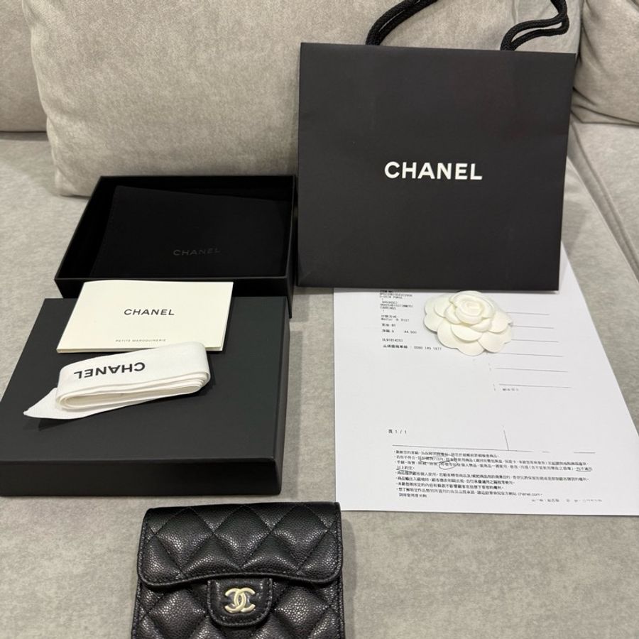 全新 全配 Chanel 香奈兒 雙層卡包 錢包 卡夾-0