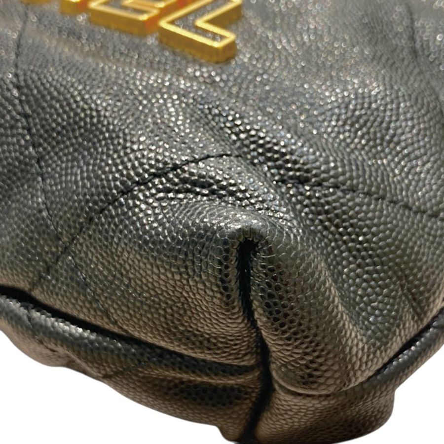 CHANEL 香奈兒 22MINI BAG 流浪包 荔枝牛皮 黑色 金釦-8