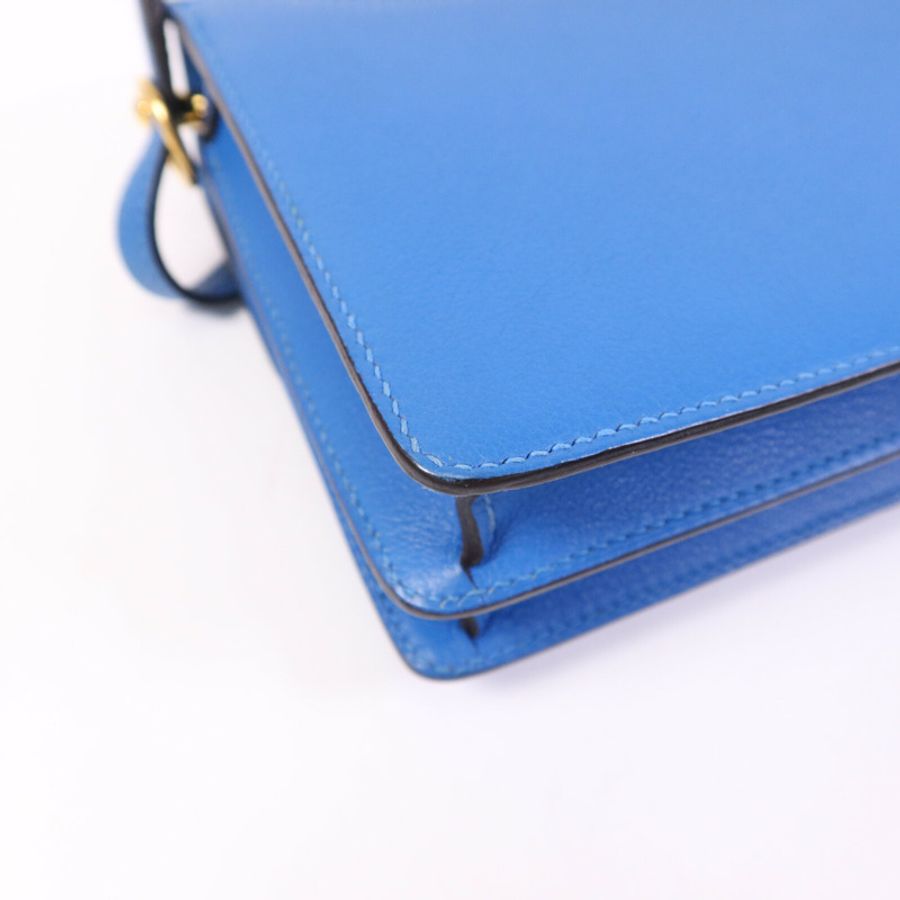 HERMES Evercolor皮革Mini Roulis金扣肩背袋Blue Zanzibar-13