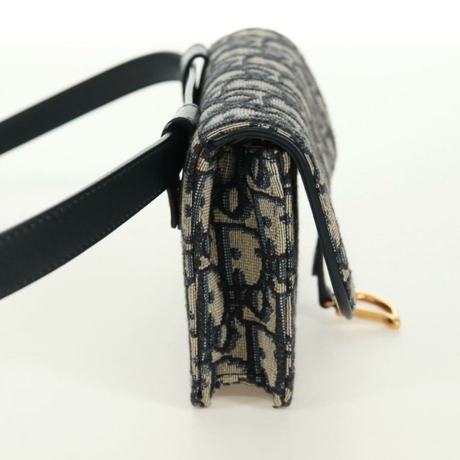 【日本直送】Christian Dior Trotter帆布馬鞍腰包,海軍藍/金色,正品,貨號171184M-2