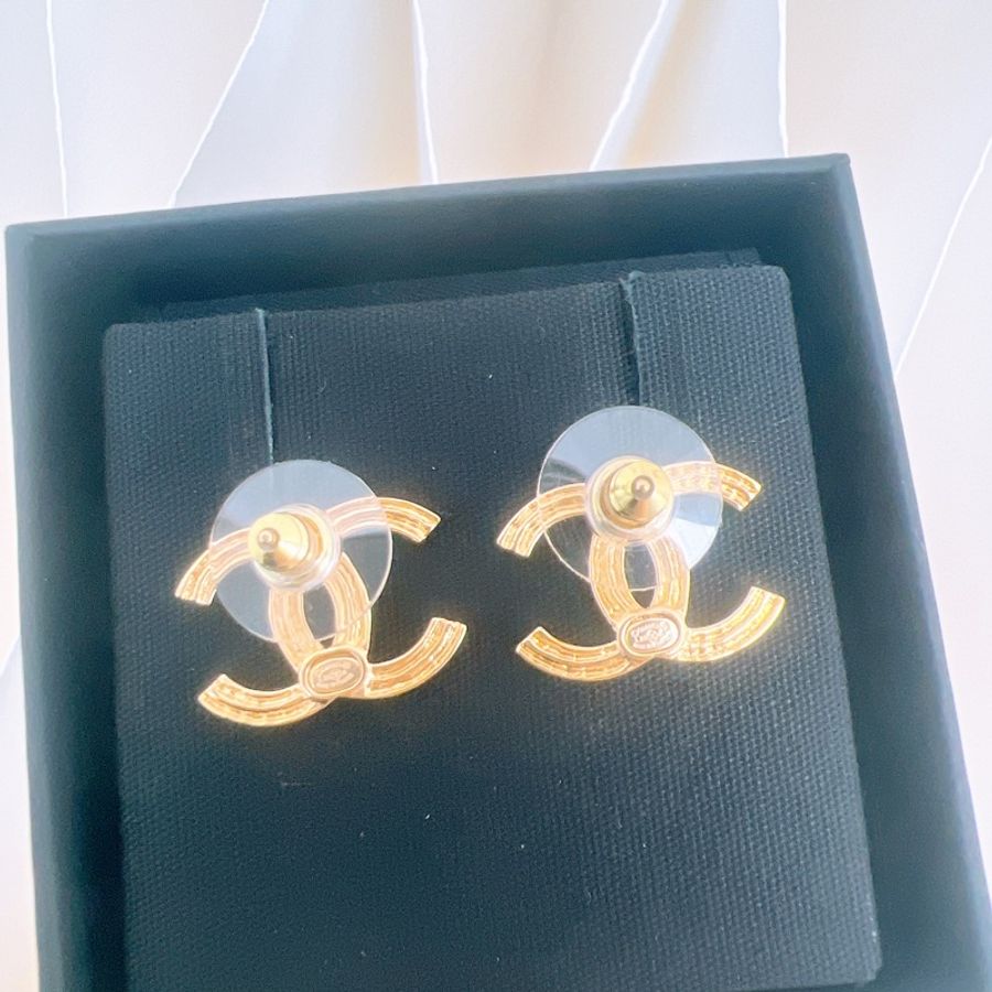 全新 Chanel 25a 黑色雙c耳環-2
