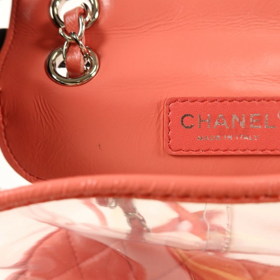 CHANEL 牛皮皮革/PVC Matelasse Backpack銀扣背包-17