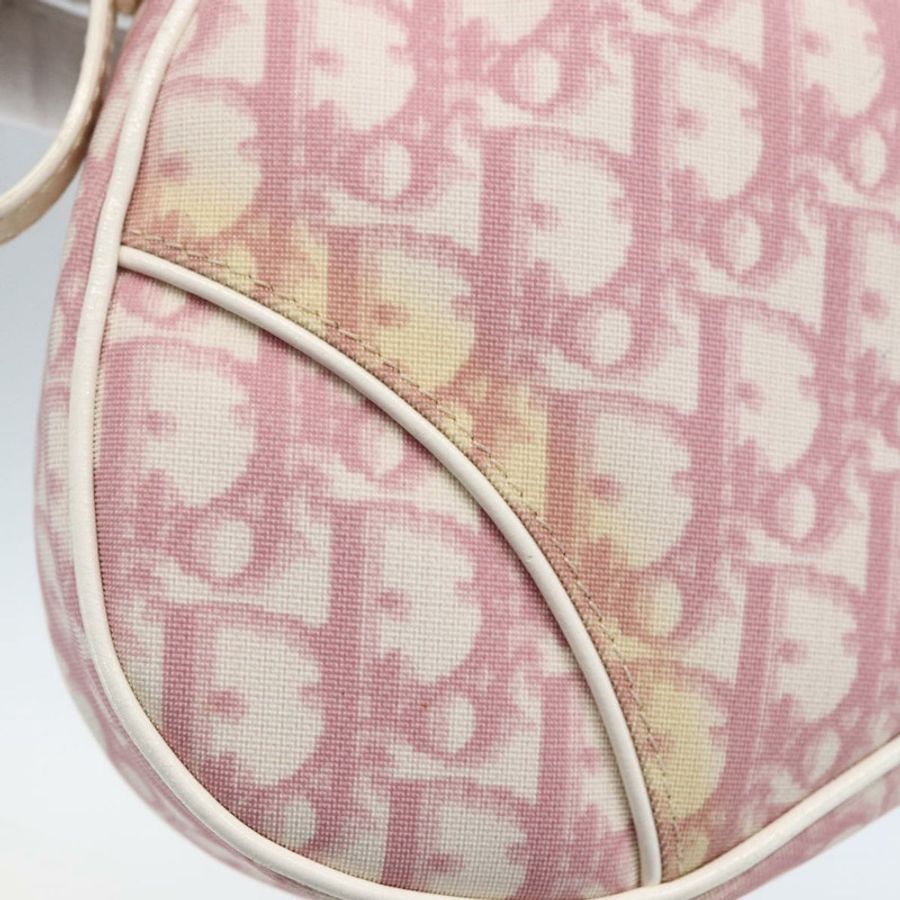 【日本直送】Christian Dior Trotter帆布馬鞍包 PVC粉紅銀色正品 TR77-15