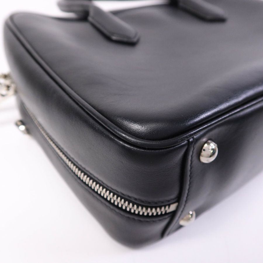 PRADA 牛皮皮革Shoulder Bag銀扣手挽肩背兩用袋-12