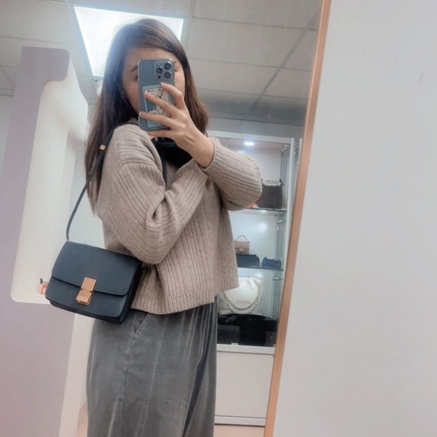 Celine box teen 水波紋 深灰色豆腐包-14