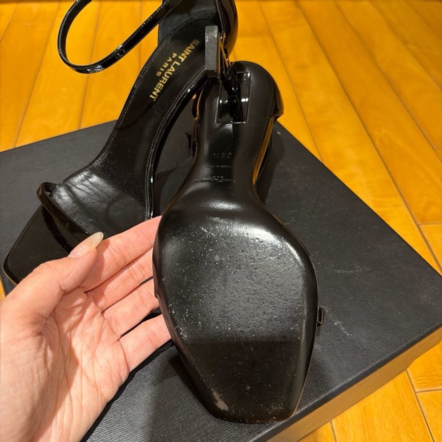 Saint Laurent Opyum YSL 高跟鞋｜黑色漆皮｜YSL Logo鞋跟｜38｜經典設計-4