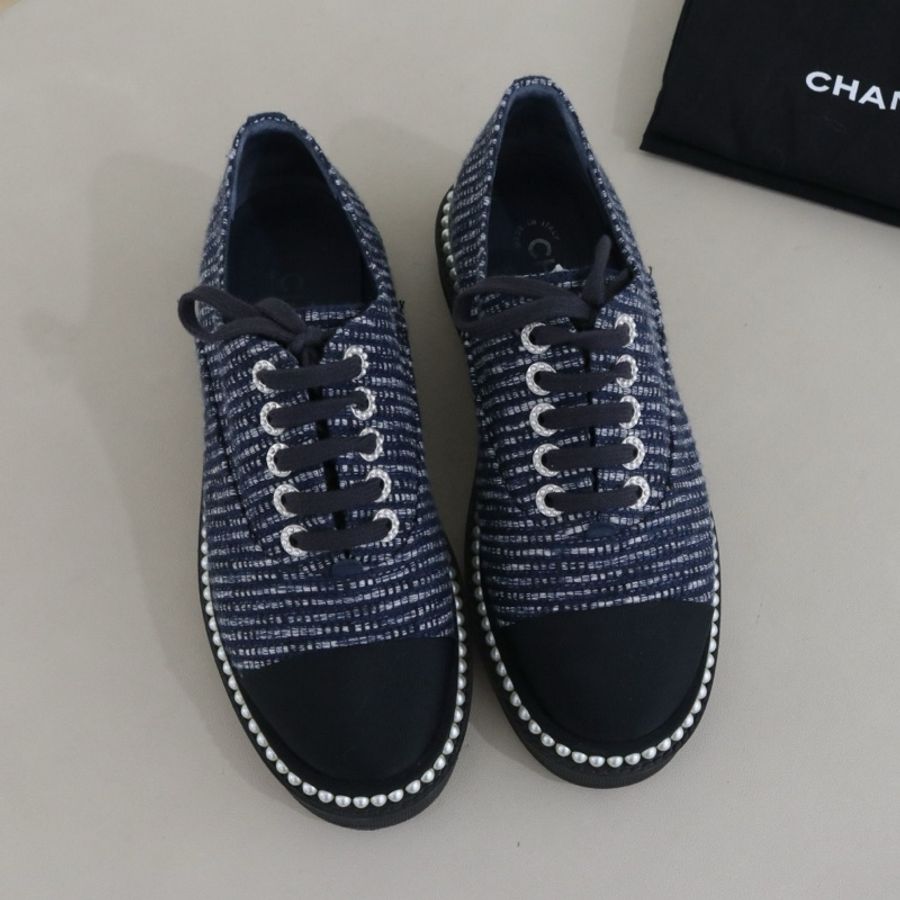 Chanel/香奈兒經典珍珠休閒鞋，38碼 98新-5