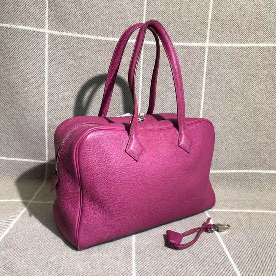 二手Hermes愛馬仕維多利亞海葵紫尺寸,35*23cm R刻,邊角有磨損,內里有泛黃-6