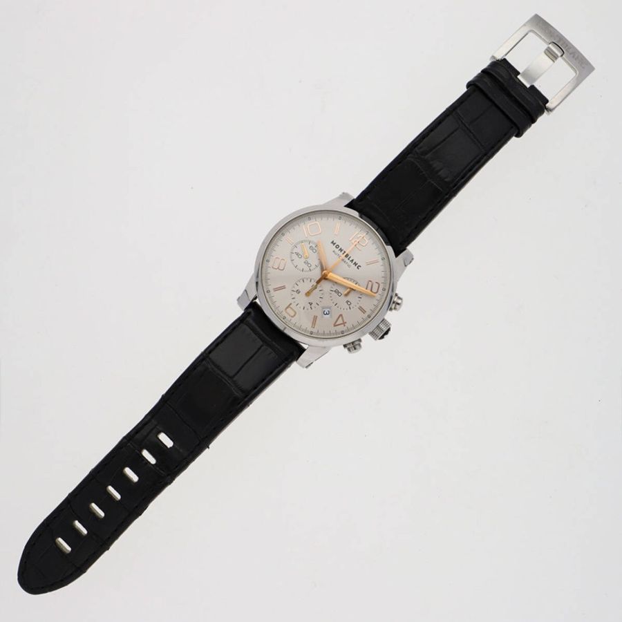 出價就賣｜真品 MONTBLANC 萬寶龍 7069 時間行者 淡香檳金色錶盤 罕見玫瑰金指針時標 計時自動上鍊 男士手錶-15