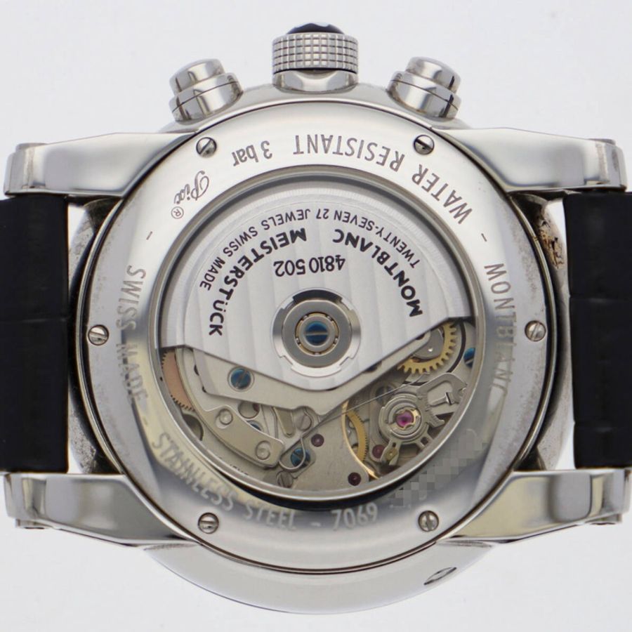 出價就賣｜真品 MONTBLANC 萬寶龍 7069 時間行者 淡香檳金色錶盤 罕見玫瑰金指針時標 計時自動上鍊 男士手錶-28