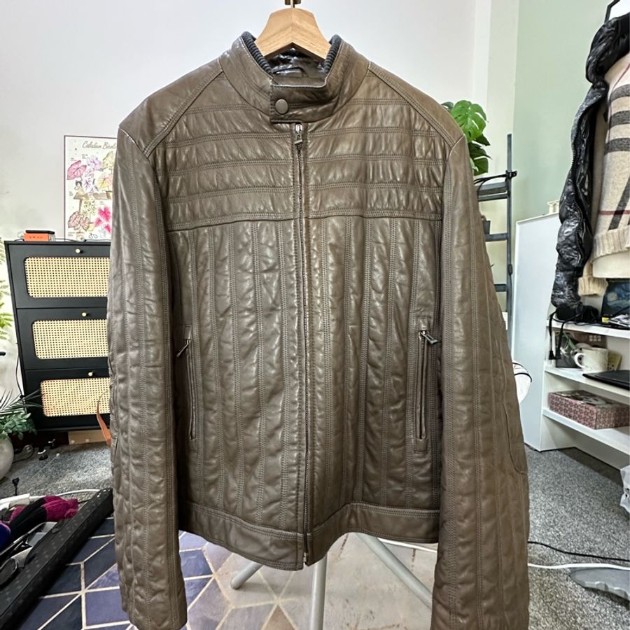 BOSS 茶色皮衣-5