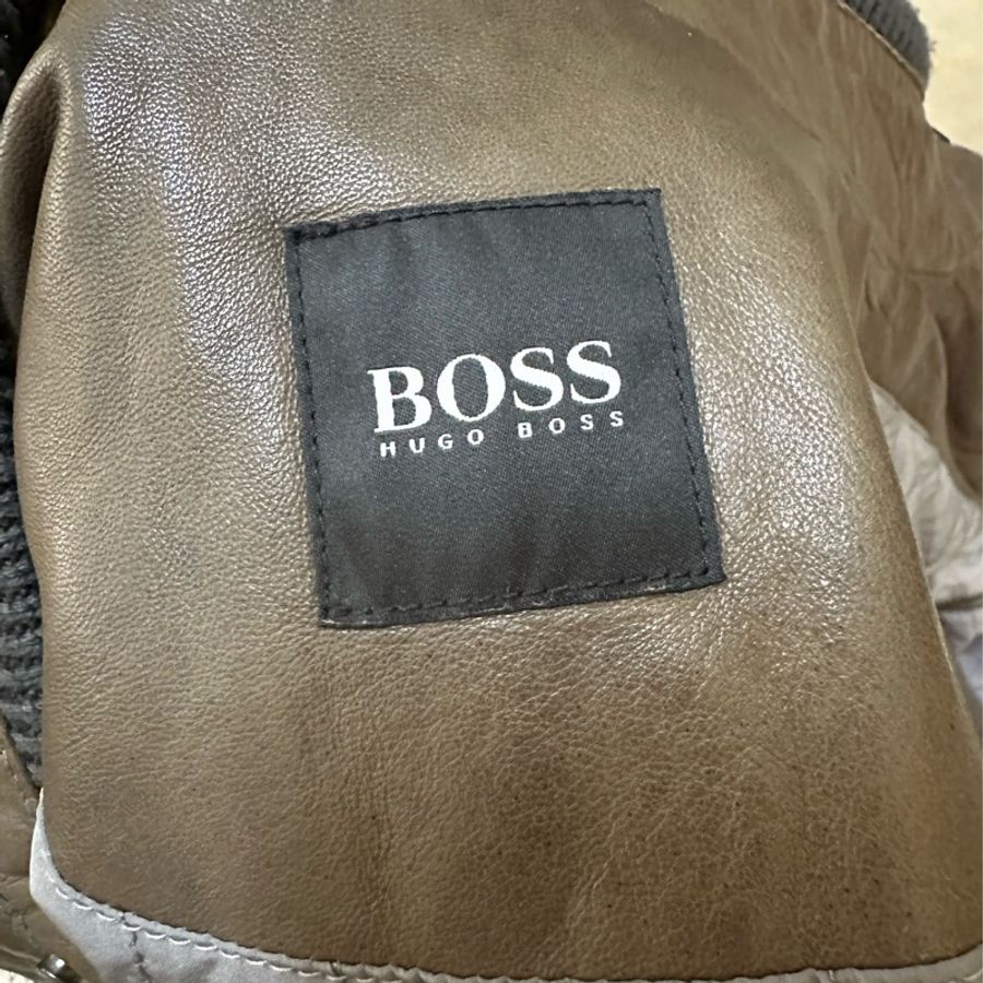BOSS 茶色皮衣-11